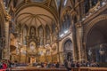 MONSERRAT, SPAIN - FEBRUARY 20, 2019: Interior of the Basilica of the Montserrat Monastery in the abbey of Santa Maria de