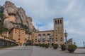 MONSERRAT, SPAIN - FEBRUARY 20, 2019: Santa Maria de Montserrat Abbey in Monistrol de Montserrat, Catalonia