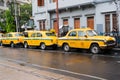 Monsoon abstract image, yellow taxi Royalty Free Stock Photo