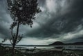 Monsoon clouds over Chilka lake ,orissa. Royalty Free Stock Photo