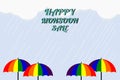 Monsoon sale. Vector illustration of colorful umbrella in rainy season. There are word `Happy Monsoon Sale`, use for web banner, Royalty Free Stock Photo