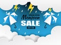 Monsoon season sale. paper art style . Royalty Free Stock Photo