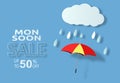 Monsoon season sale rain umbrella shop vector