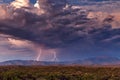 Monsoon season thunderstorm with lightning near Phoenix, Arizona