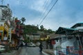 Monsoon on the streets of Pauri, Garhwal Himalayas, Uttarakhand, India