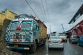 Monsoon on the streets of Pauri, Garhwal Himalayas, Uttarakhand, India