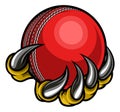 Monster or animal claw holding Cricket Ball