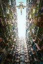 Monster building in Hong Kong with airplane fly over Royalty Free Stock Photo