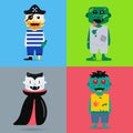 Monster cartoon characters silhouette Royalty Free Stock Photo