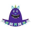 Monster Cartoon Logo. Children, Kid Party Logo.