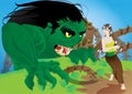 Monster chasing village girl