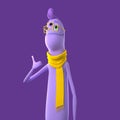 Cheerful cartoon 3d alien character showing cool finger on hand