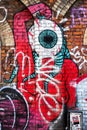 Monster creature with big eye, graffiti wall art, London UK Royalty Free Stock Photo