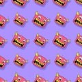 Monster creepy seamless repeat pattern. background illustration