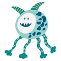 Monster. Cute space monster for kids and toys. Funny bright character in a hand-drawn cartoon doodle style. Ideal for packaging