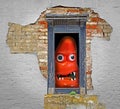 Monster at the door in derelict eerie haunted house Royalty Free Stock Photo