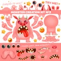 Monster emoji cartoon creation kit. Diy collection. Create your own character