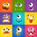 Monster expressions. Funny cartoon faces vector