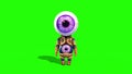 Monster Eye Man Walkcycle Green Screen Front 3D Renderings Animations