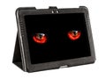 Monster eyes looking to the tablet screen