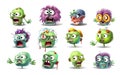 monster face emoji clipart sticker set vector