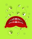 Monster face. Teeth and jaws of green monstrosity Royalty Free Stock Photo