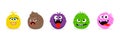 Monster faces emoticons. Vector cartoon funny angry and smile cartoon emojis Royalty Free Stock Photo