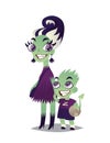 Monster Family. Zombie mother and her son.