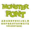 Monster font. Horrible Alphabet letters of green. Sweet Frighten Royalty Free Stock Photo