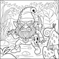 Monster garden gnome, coloring book, outline illustration Royalty Free Stock Photo