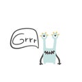 The monster growls. Says - grrr. Cute cartoon character in simple hand-drawn Scandinavian style. Vector childish doodle