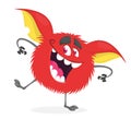 Dancing funny cartoon monster illustration isolated Royalty Free Stock Photo
