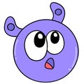 Monster head emoticon glanced up with a gawk expression, doodle icon image Royalty Free Stock Photo