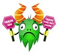 Monster holding 404 error sign, illustration, vector