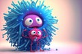 Monster hugging the child. Cute scene with mother monster love. Generated AI.