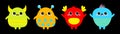 Monster icon line. Happy Halloween. Baby icon set. Cute cartoon kawaii scary funny colorful character. Eyes, tooth fang, tongue,