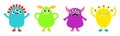 Monster icon set line banner. Happy Halloween. Kawaii cute cartoon baby character. Funny face head body colorful silhouette. Hands Royalty Free Stock Photo
