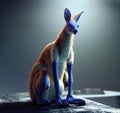 monster kangaroo from an alien planet. A sinister-looking predator. character for science fiction Royalty Free Stock Photo
