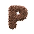 Monster letter P - Upper-case 3d halloween font - Horror, yeti or sasquatch concept