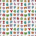 Monster letters seamless pattern