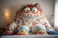 A monster made of pillows created with generative AI technology Royalty Free Stock Photo