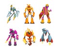 Monster Metal Robot Transformer with Strong Limbs as Fantastic Warrior Vector Set