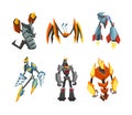 Monster Metal Robot Transformer with Strong Limbs as Fantastic Warrior Vector Set