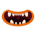 Monster mouth creepy and scary. Funny jaws teeths creatures expression monster horror saliva slime. Vector isolated