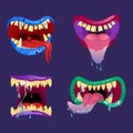 Monster mouth set Royalty Free Stock Photo