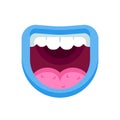 Monster mouth with teeth. Mouth with emotions, teeth, tongue, lips.