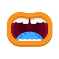 Monster mouth with teeth. Mouth with emotions, teeth, tongue, lips.