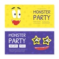 Monster Party Invitation Card Templates Set, Halloween Celebration, Birthday Party Banner, Poster, Flyer with Cute Funny Royalty Free Stock Photo