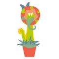 Monster plant illustration. Vector icon, isolated on white background. Fantastic alien, Floral or Wildlife Flat Hand drawn design