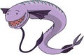 Monster Purple Fish Cartoon Color Illustration Royalty Free Stock Photo